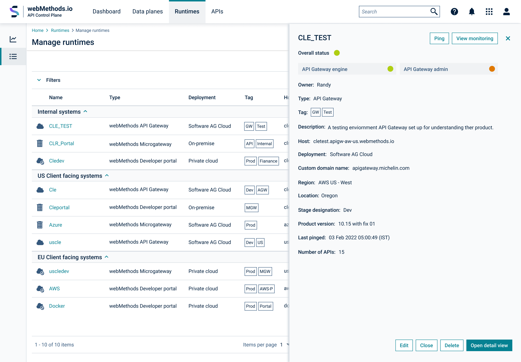 webMethods API Control Plane